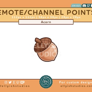 Cute Acorn Channel Point Emote | Autumn October Cozy | Witch Spooky Forest Nature Food Cottagecore | Streamer | Twitch | Discord | Youtube