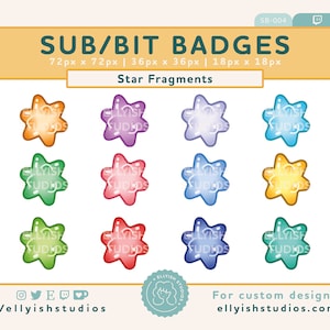 12 Fragment Star Twitch Sub Badges | Zodiac Shooting Stars Space | Bubble Konpeito | Gummy Candy | Bit Badges | Cute Kawaii | Streamer