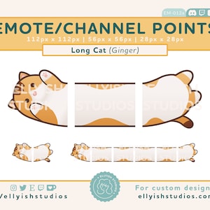 Extra Long Cat Orange Emote | Channel Points | Japanese Plushie Toy | Ginger Kitty Cat | Aesthetic Kawaii Cute | Streamer | Twitch | Discord