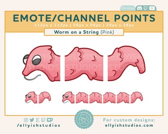 Worm on a String Emote | Channel Points | Long Wormy Toy | Pink Nostalgic Toy | Aesthetic Cute | Streamer | Twitch | Discord