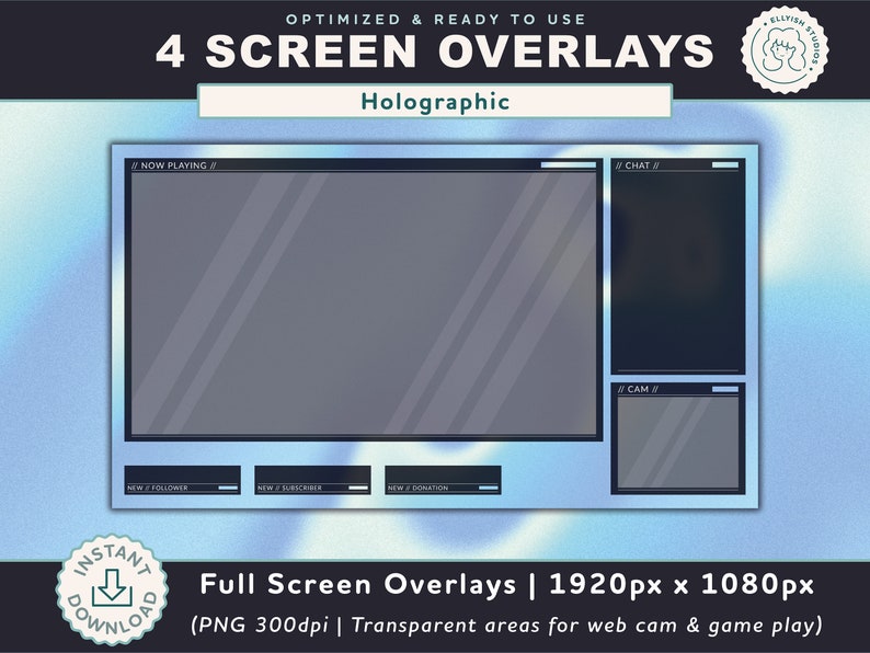 4 Twitch Stream Holographic Full Screen Overlay KDA Inspired Streamer ...