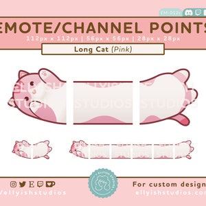 Extra Long Cat Pink Emote / Puntos de canal / Juguete de peluche japonés / Gato rosa pastel / Estética / Kawaii Lindo / Streamer / Twitch / Discord