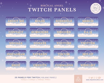20 Twitch Stream Panels | 31 Custom Stream Overlay | Biblical Angel Angelic | Heaven Sky Clouds Stars Space Astrological Tarot | Twitch