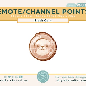 Moneda animal - Perezoso / Moneda de cobre / Puntos de canal / Emote / Colección de bits / Estética / Lindo / Kawaii / Streamer / Twitch / Discord