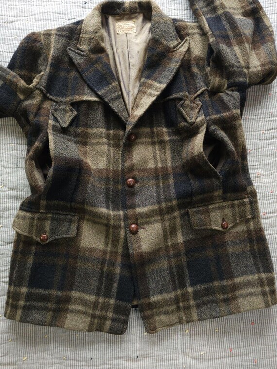 Vintage 1950s Allen MFG Co. Westernwear Plaid Wool Jacket