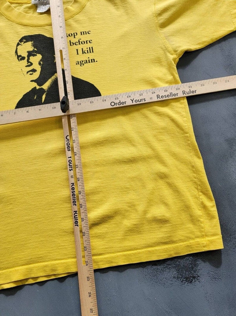 Vintage George Bush Stop Me Before I Kill Again Yellow T-shirt 2000s Y2K M image 10