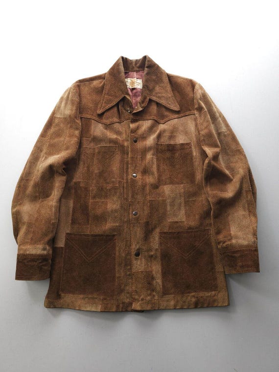 Vintage 1970s Kantex Leathers Split Cowhide Suede Brick Patchwork