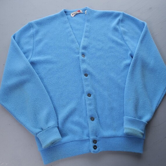 Vintage 1970s IZOD Blue Cardigan Acrylic Knit Sweater L - Etsy
