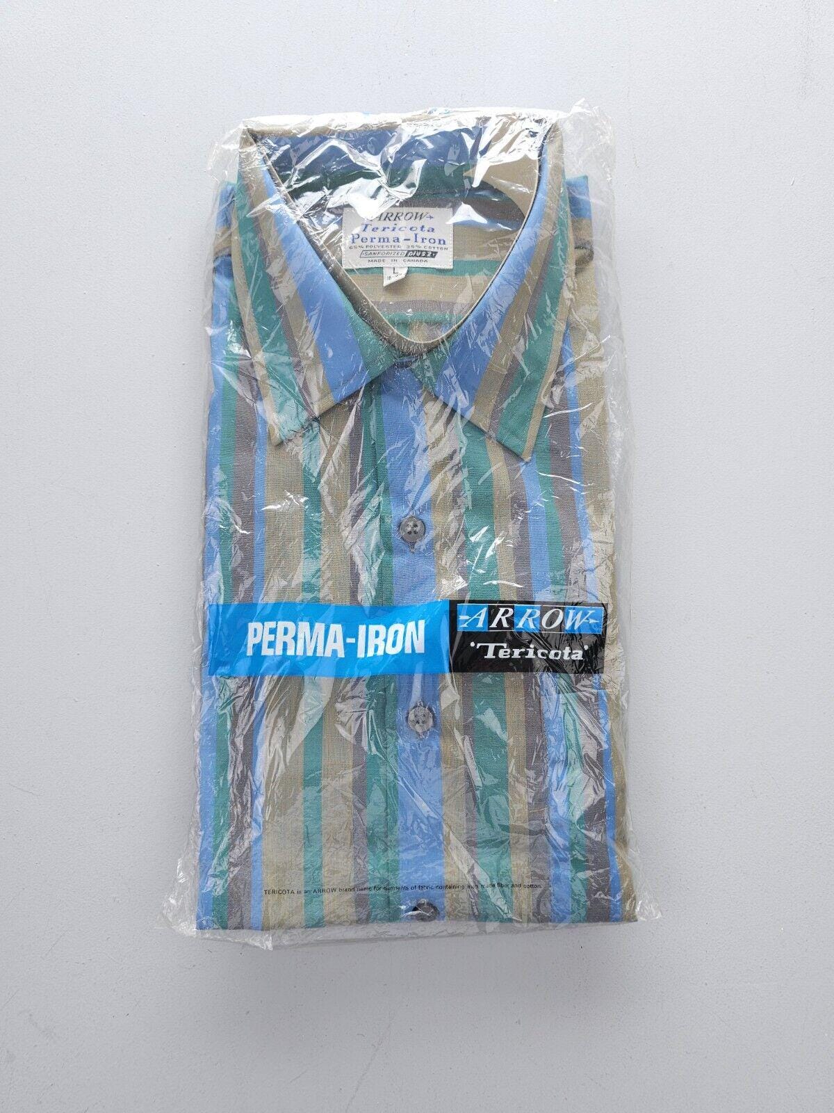 Vintage NOS 1960s Arrow Tericota Perma-iron Striped Dress