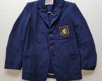 Vintage 1930er Derwest County Blazer College Jacke Navy Blue Wolle Jugend gr M 10