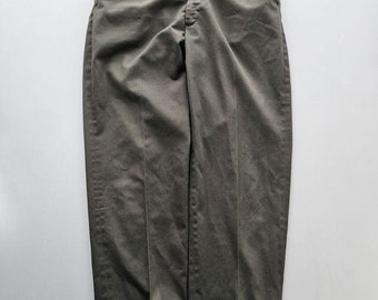 Vintage 1960s Never Press Ironing Dark Olive Khali Work Pants Talon Zipper 36