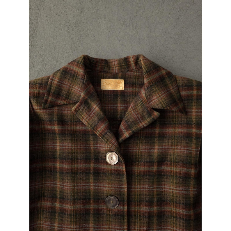 Vintage 1950er Jahre Pendleton Wolle karierte 49er Jacke Damen Rockabilly Classic L Bild 5