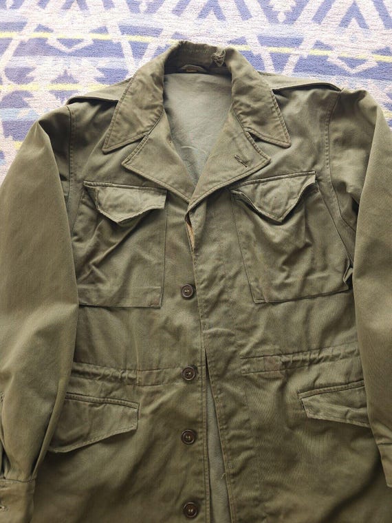 Vintage 1940s US Army M-43 Field Jacket OD Green WW2 Era Vintage 1940s US Army M-43 Field Jacket OD Green WW2 Era