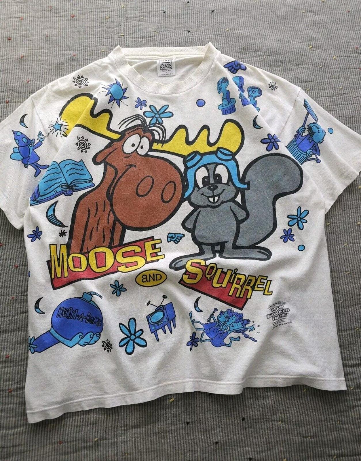 90s Rocky and Bullwinkle キャラTシャツ XL Vintage 1990s Rocky and Bullwinkle and Friends Show AOP T-shirt