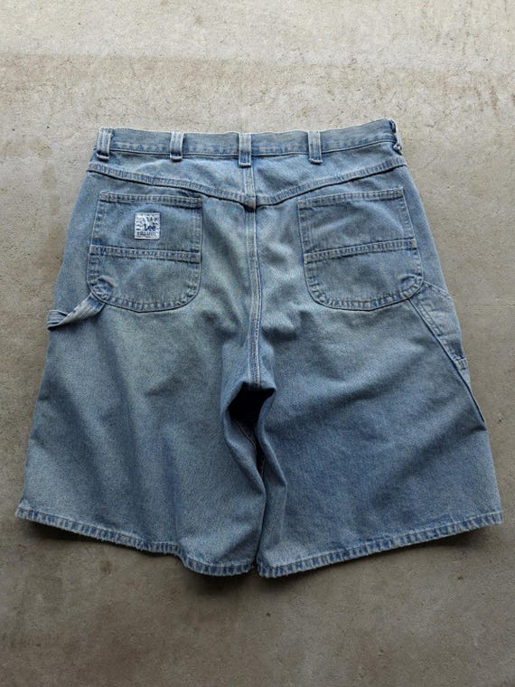 Vintage 2000s Y2K Lee Riveted Dungarees Baggy Denim Jean Shorts 36