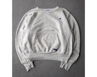 Vintage 90s Champion Heather Grey Crewneck Sweatshirt Pocket XL Gusset