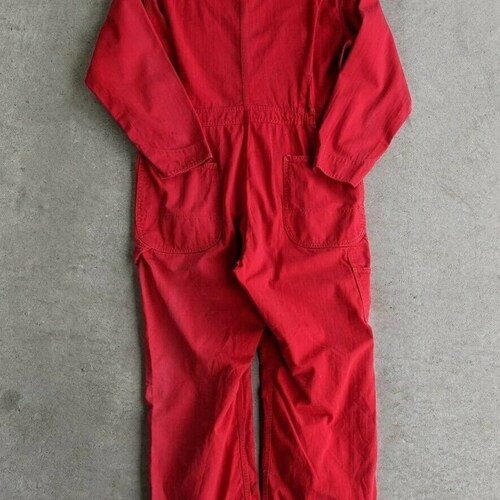 Vintage 1950s shops Penney's Sanforized Red Herringbone Coveralls sz 44R