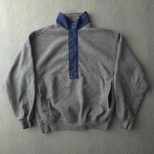 Vintage 90er Jahre GAP grauer Fleece-Pullover, großer Druckknopfverschluss