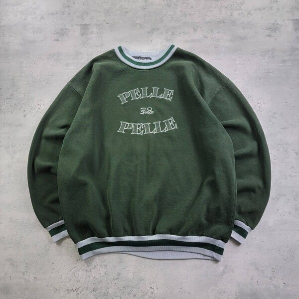 Vintage Pelle Pelle Marc Buchanan Grün Crewneck Sweatshirt 1990er Jahre Hip Hop XL