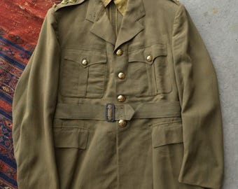 Vintage 1950s US Army OG-107 Overcoat Trench Korean War Era Green