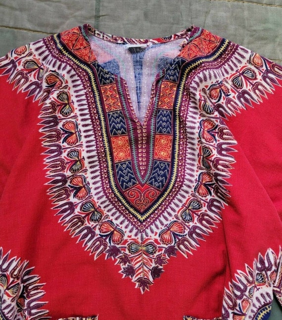 Vintage 1960s 1970s Dashiki Style African Tribal Hipp… - Gem