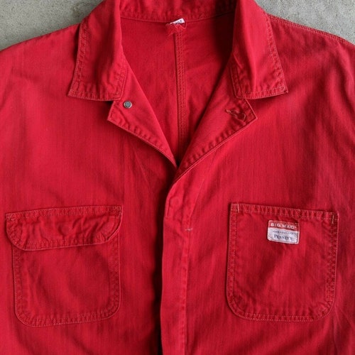 Vintage 1950s shops Penney's Sanforized Red Herringbone Coveralls sz 44R