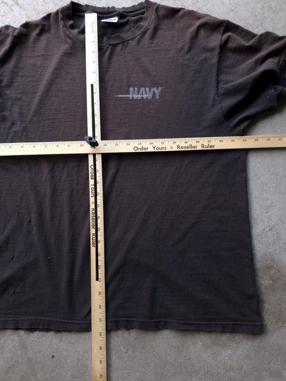 Vintage 90s Y2K United States Navy USN Black Faded Distressed T