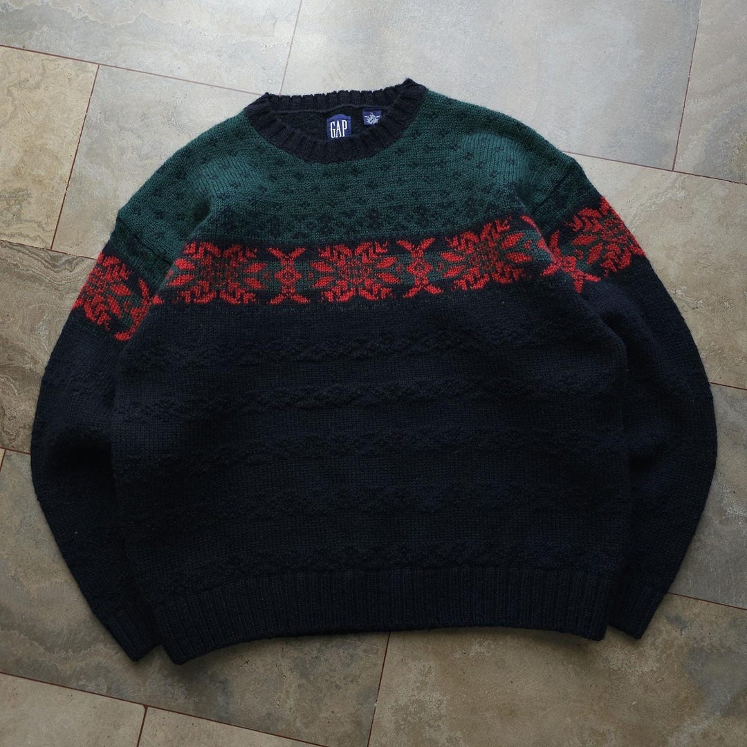 専門店では Vintage Blue Navy Sweater Crewneck Wool Shetland GAP 90s トップス