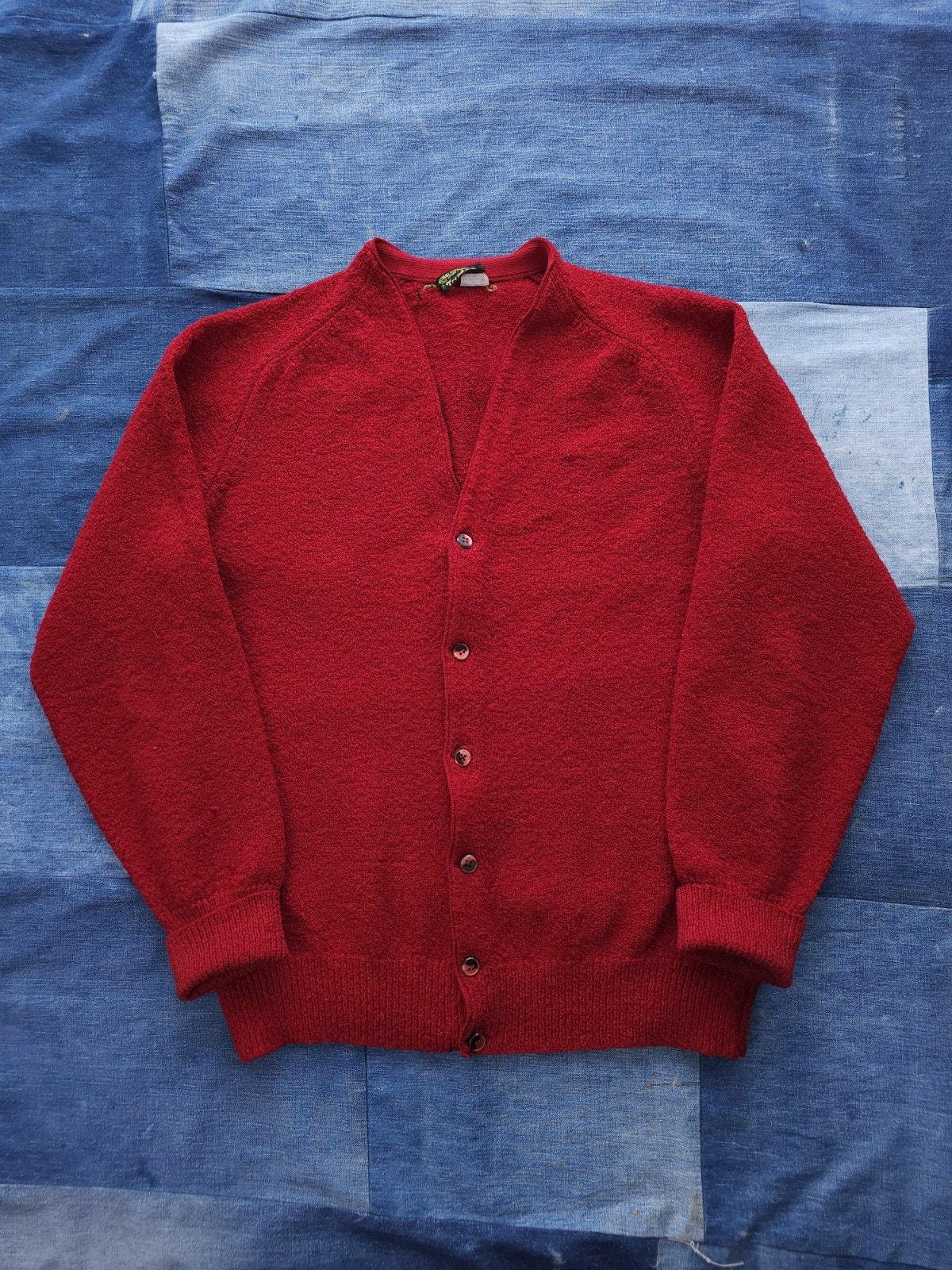 USA製 50s~60s Vintage Alpaca Cardigan Vintage 1960s Marshall Field & Company Red Dacron Faux