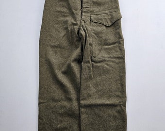 Vintage 1950s Canadian Army Korean War Wool Battledress Trousers Pants Green 30