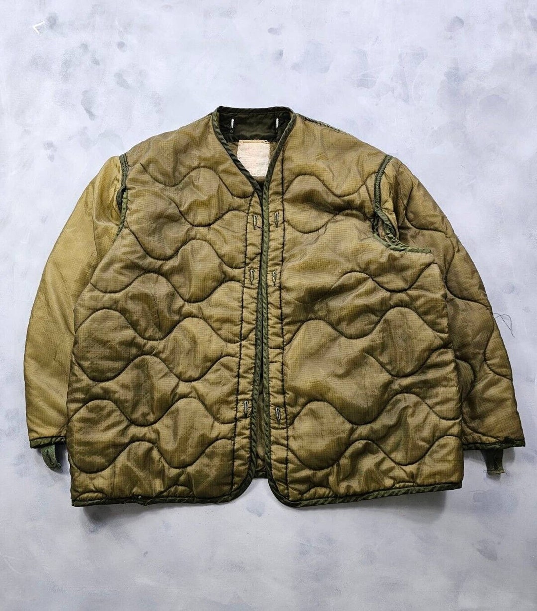 Vintage 1970s US Army Field Jacket Liner Green OD Nylon Etsy