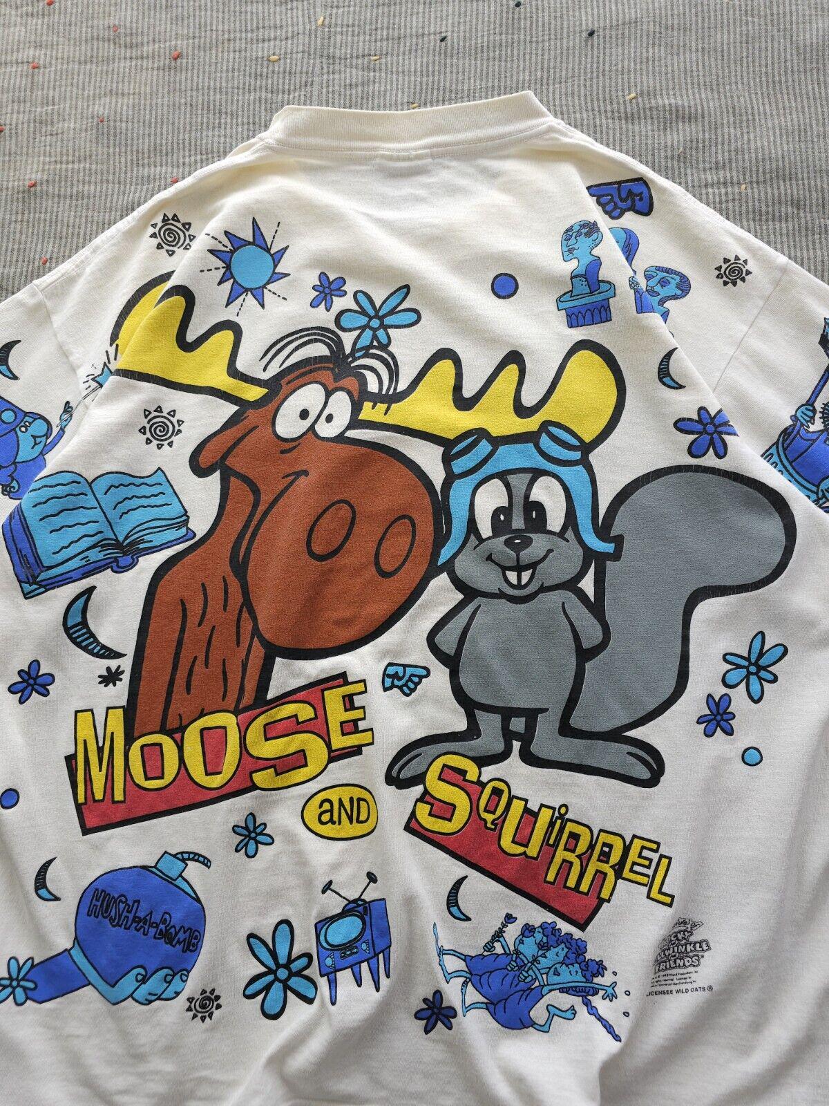 Vintage 1990s Rocky and Bullwinkle and Friends Show AOP T-shirt