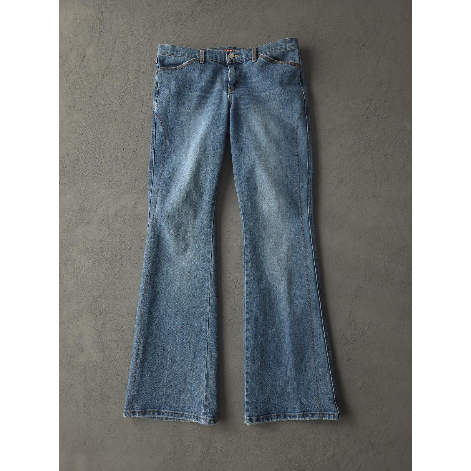 Pantalon Jean évasé Vintage Lenny's Boot Parlor - Daïm Marron Taille 30/32 - Années 60-70