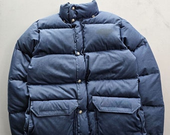 Vintage 1970s the North Face Brown Label Blue Puffer Jacket