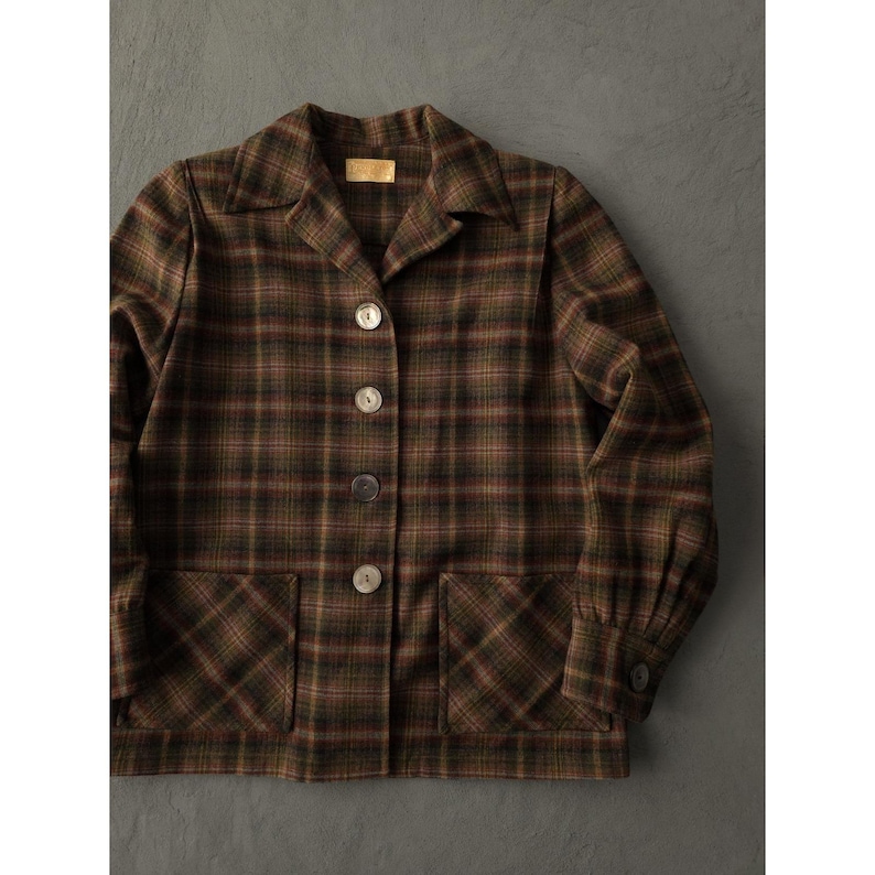 Vintage 1950er Jahre Pendleton Wolle karierte 49er Jacke Damen Rockabilly Classic L Bild 4