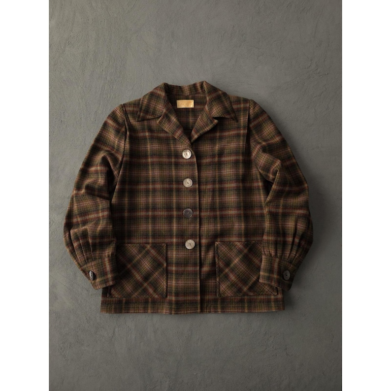 Vintage 1950er Jahre Pendleton Wolle karierte 49er Jacke Damen Rockabilly Classic L Bild 1