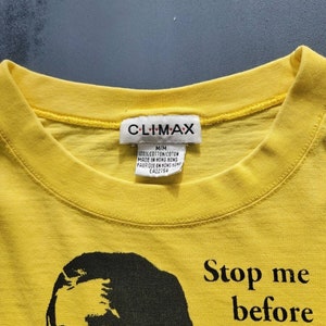 Vintage George Bush Stop Me Before I Kill Again Yellow T-shirt 2000s Y2K M image 6