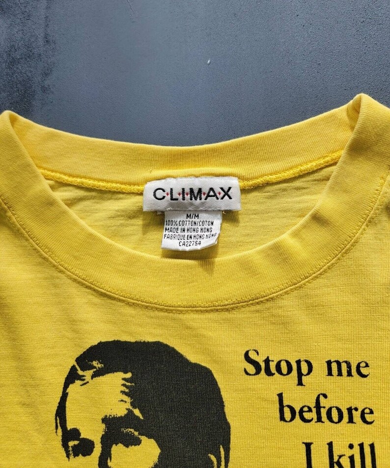 Vintage George Bush Stop Me Before I Kill Again Yellow T-shirt 2000s Y2K M image 6