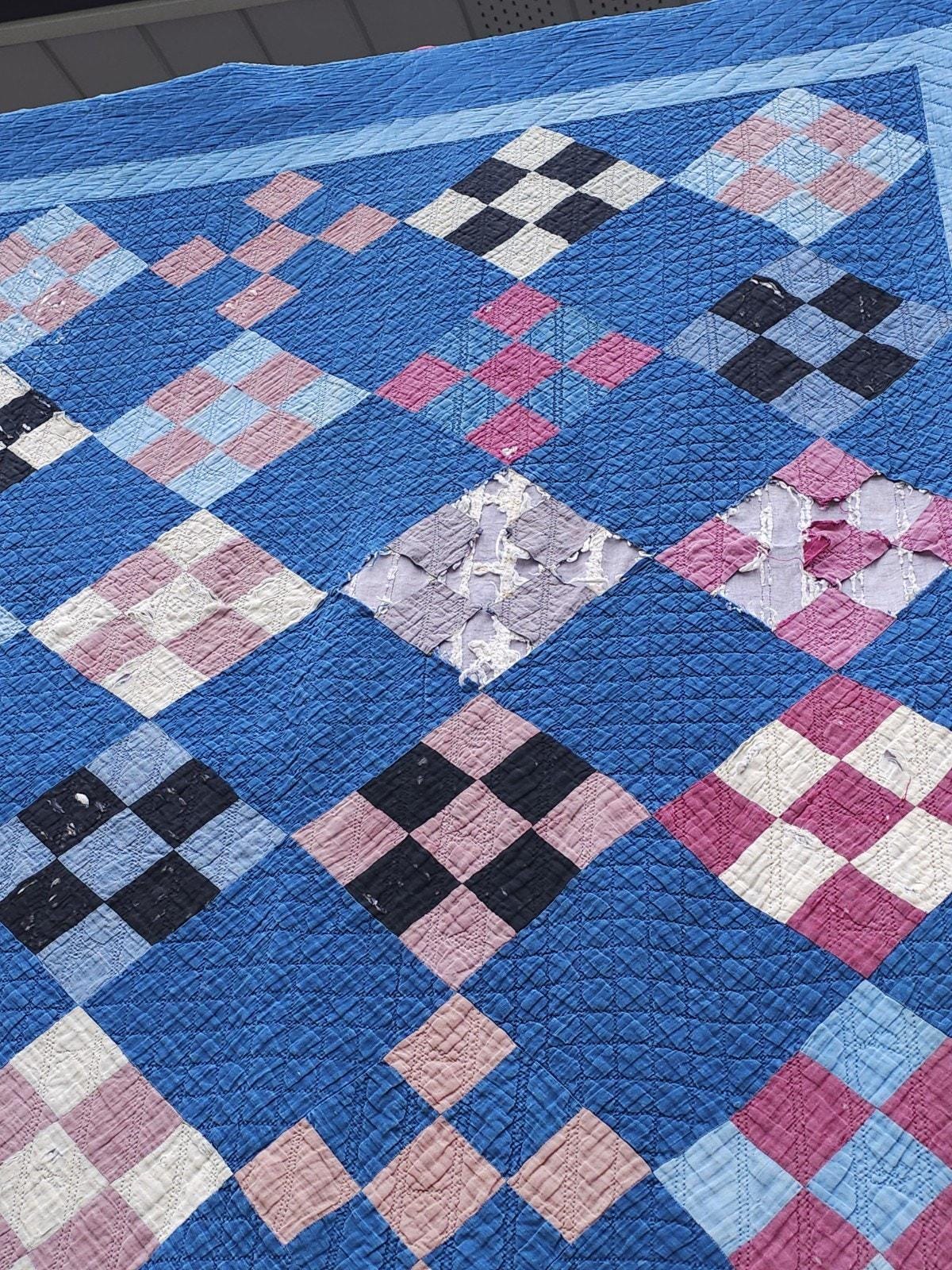 アンティーク ヴィンテージ 20世紀 パッチワーク ダイヤモンド キルト