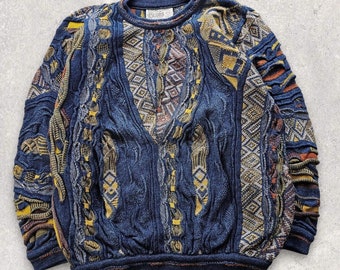Vintage 1990s COOGI Blues Australia Authentic Biggie Hip Hop Sweater L Abstract