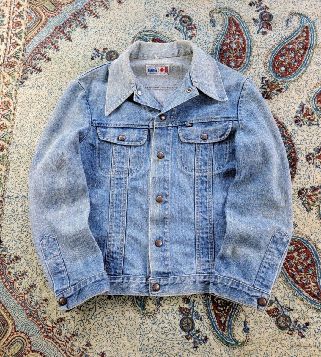 Vintage 1970s GWG Denim Jacket Union Made in Canada S Faded Blue - Etsy
