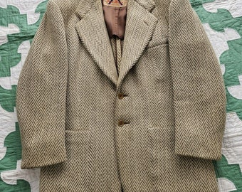 Vintage 1930s Scotian Craft Claverhouse Clothes Herringbone Tweed Wool Jacket 42