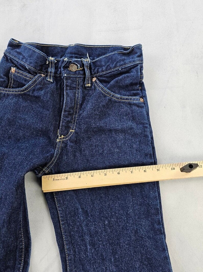 Vintage 1970s 80s US Top Deadstock Indigo Blau Denim Jeans Bootcut Jugend 25 W Bild 10