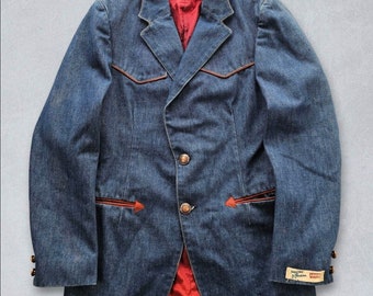 Vintage 1970s Levi's Turning Point To Transition Western Denim Blazer Jacket 34R