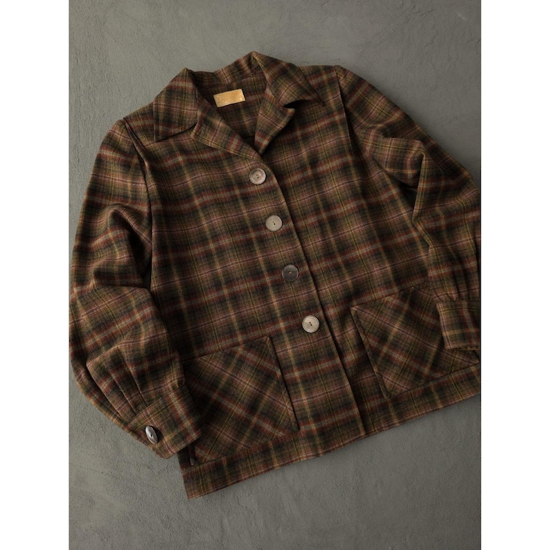 Vintage 1950er Jahre Pendleton Wolle karierte 49er Jacke Damen Rockabilly Classic L Bild 3