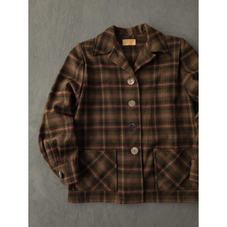 Vintage 1950er Jahre Pendleton Wolle karierte 49er Jacke Damen Rockabilly Classic L Bild 2