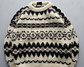 Vintage Lost Horizons Nepali Chunky Knit Himalayan Wool Crewneck Sweater L