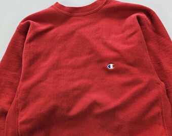 Vintage 80s Champion Reverse Weave Red Crewneck Sweatshirt
