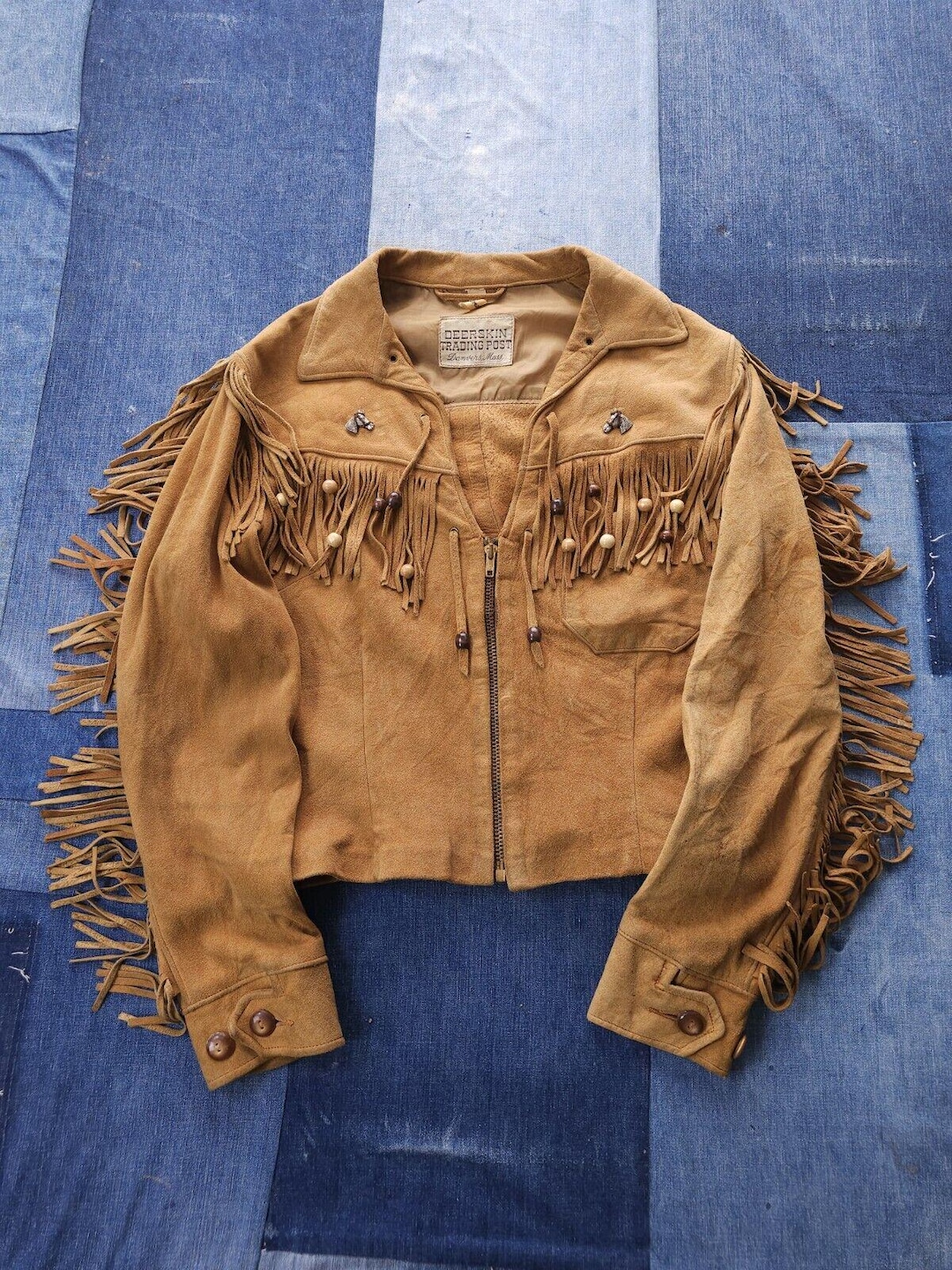Vintage 1950s 60s Deerskin Trading Post Suede Fringe Jacket USA Made