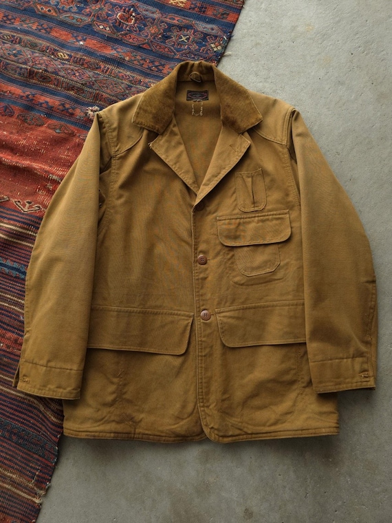Vintage RARE 1920s Drybak Canvas Hunting Jacket Tan Brown Corduroy